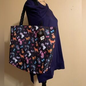 DISNEY Cheshire Aristocat Figaro Cats black Tote bag NWT
